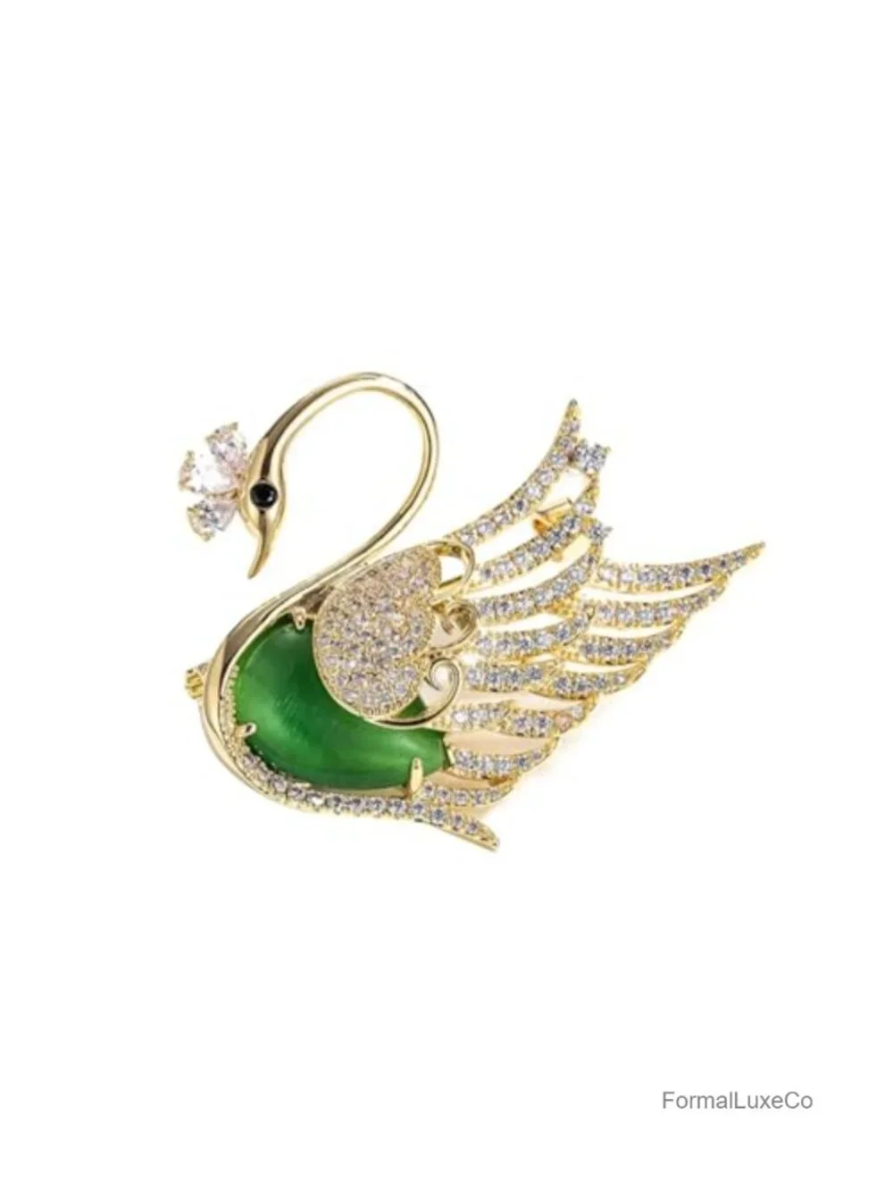 Enchanted Menagerie Brooch, Gold Plated Crystal Peacock Swan Phoenix Bee